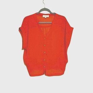 Olive and oak semi sheer Red Orange top.